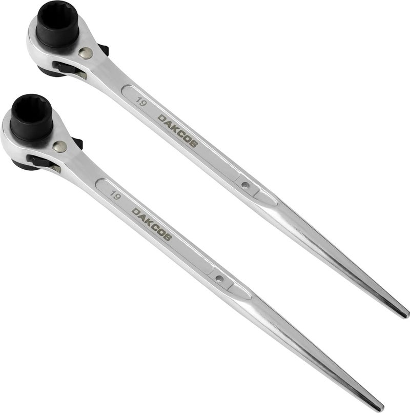 DAZCOS 2 Pieces 19mm×22mm OR 3/4"×7/8" 12 Point Double Ended Socket Ratcheting Podger Scaffold Spud Wrench,Silver - Image 1